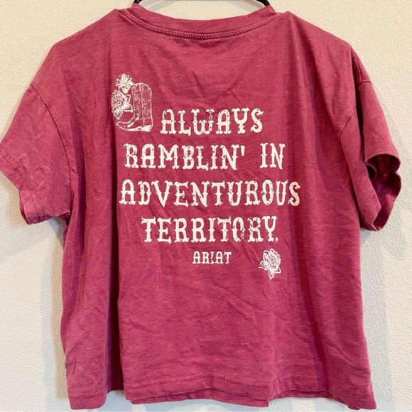 Ariat Rosy Pink Boxy Crop Tee Western Graphic Size S NWOT - Picture 5 of 7